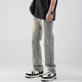 Men Jeans Washed Jeans Men's Summer Loose Straight Distressed Casual Pants